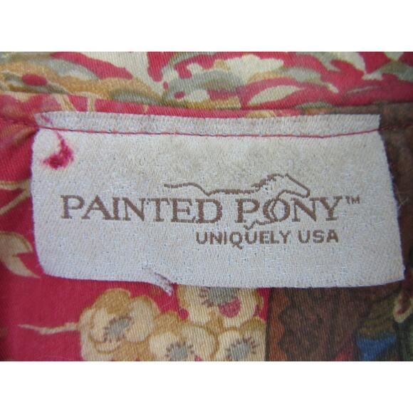 PAINTED PONY Asian Theme Multicolor M Geisha Vtg Lined Long Sleeves Button BR19 - Picture 3 of 4